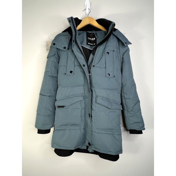Noize Astrid Mid Length Parka Vegan Cruelty-Free Size Small Seaport Green - Picture 2 of 16